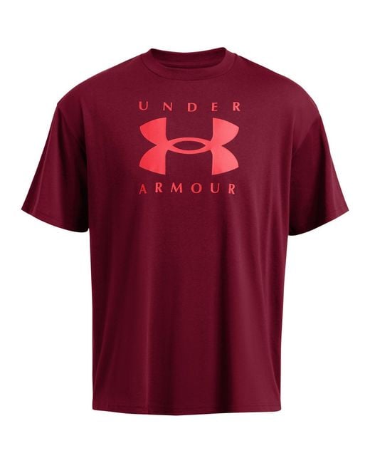 Under Armour Red Heavyweight Branded Short Sleeve T-Shirt for men