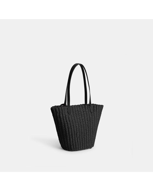 COACH Black Small Straw Tote