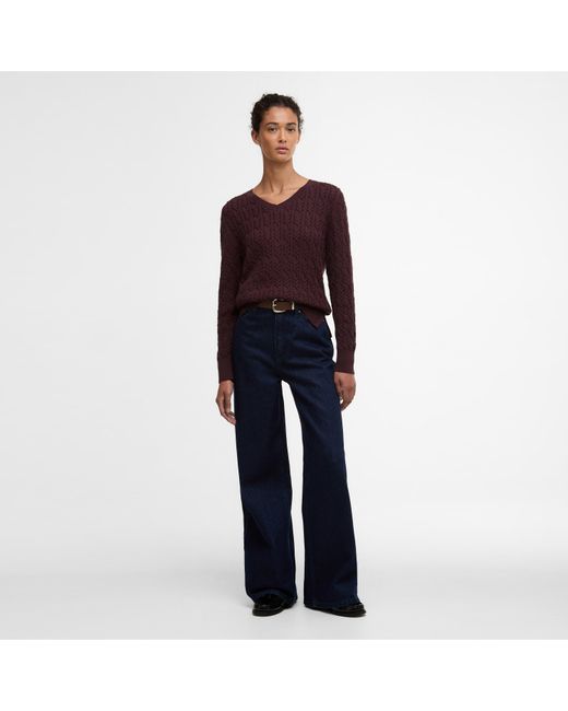 Barbour Purple Hampton V-Neck Knit