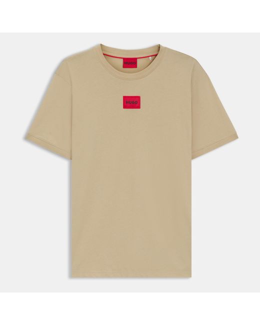 HUGO Natural Diragolino Contemporary T-Shirt With Logo Detail for men