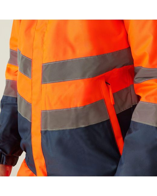 Regatta Orange Waterproof Hi-Vis Bomber Jacket for men