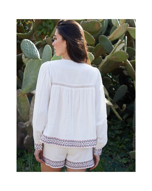 Threadbare Green Reema Long-Sleeve Blouse