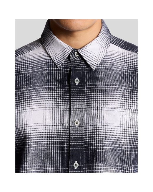 Lyle & Scott Blue Flannel Long Sleeve Patterned Shirt for men