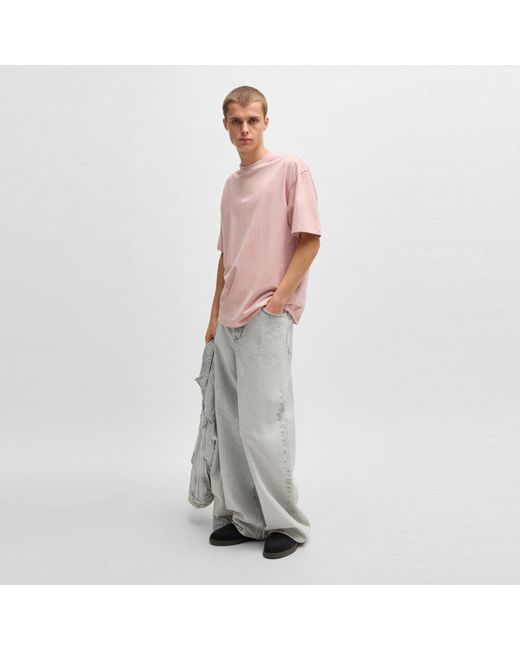 HUGO Pink Printed Logo Back T-Shirt With Mcmxciii Text for men