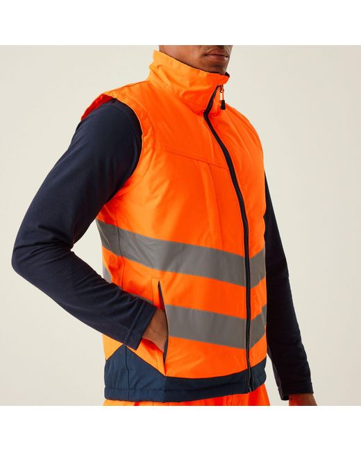 Regatta Orange Hi-Vis Pro Insulated Reflective Bodywarmer for men