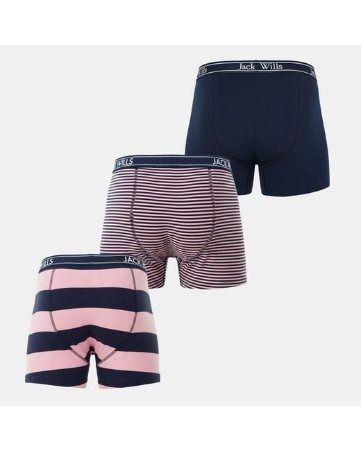 Jack Wills Blue Jw Daundley Boxers 3 Pack for men