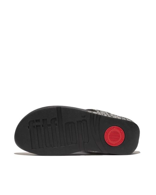 Fitflop Black Lulu Shimmerweave Toe-Post Sandals