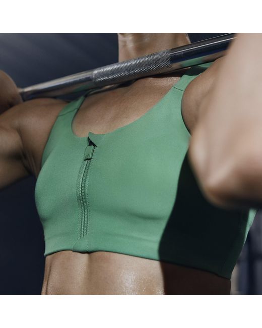 Adidas Green Lux Zipped High Impact Sports Bra