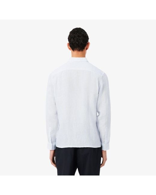 Lacoste White Long Sleeve Patterned Shirt for men