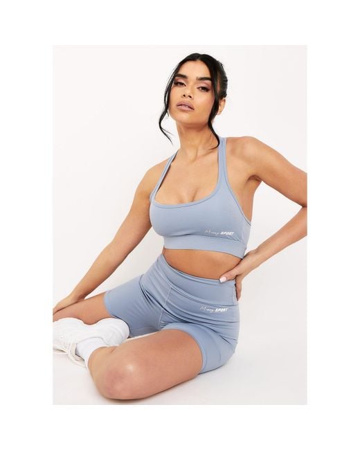 Missy Empire Blue Missy Sport Back Detail Gym Crop Top