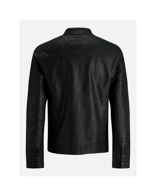 Jack & Jones Black Warner Faux Leather Jacket for men