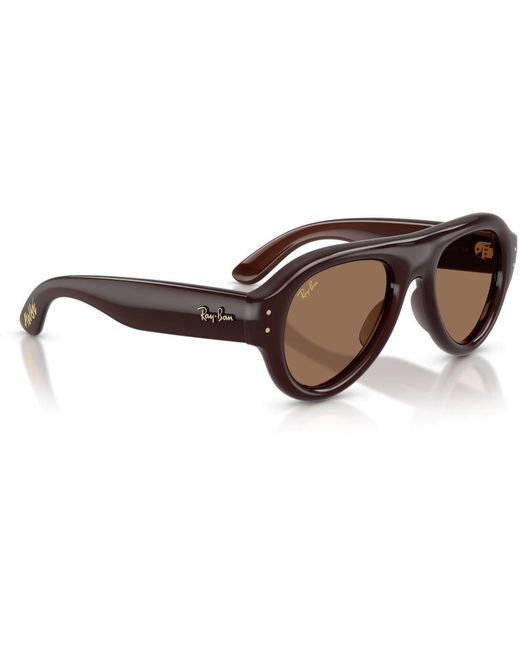 Ray-Ban Brown Pilot Puffer Round Sunglasses