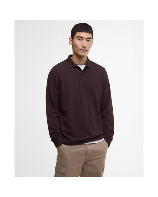 Barbour Purple Long Sleeve Polo Shirt for men