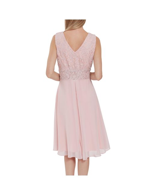 Gina Bacconi Pink Gracie Metallic Corded Lace Dress