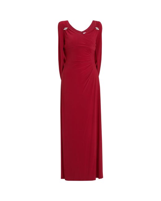 Gina Bacconi Red Jenna Draped Back Shoulder Party Maxi Dress