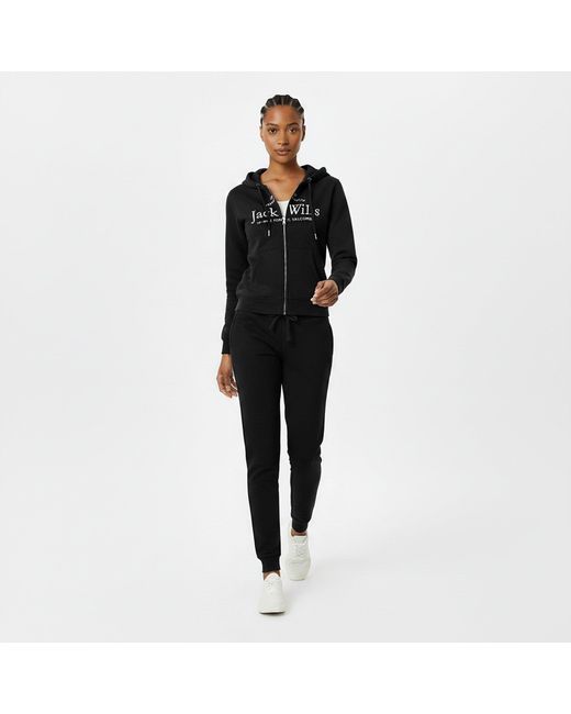 Jack Wills Black Hunston Logo Zip Hoodie