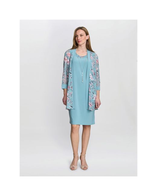 Gina Bacconi Blue Callie Printed Dress And Jacket