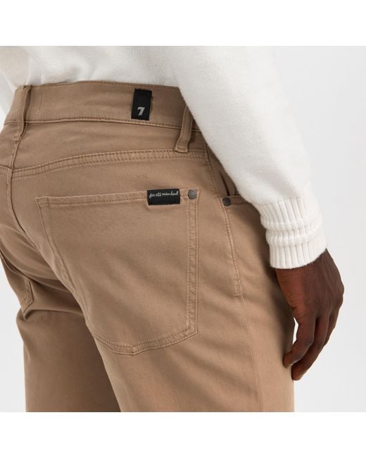 7 For All Mankind Natural Slimmy Sateen Slim Fit Trousers for men