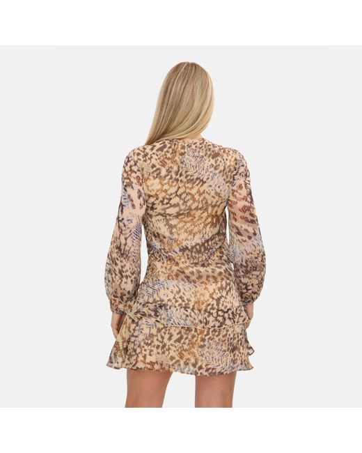 I Saw It First Natural Printed Ruffle Dress