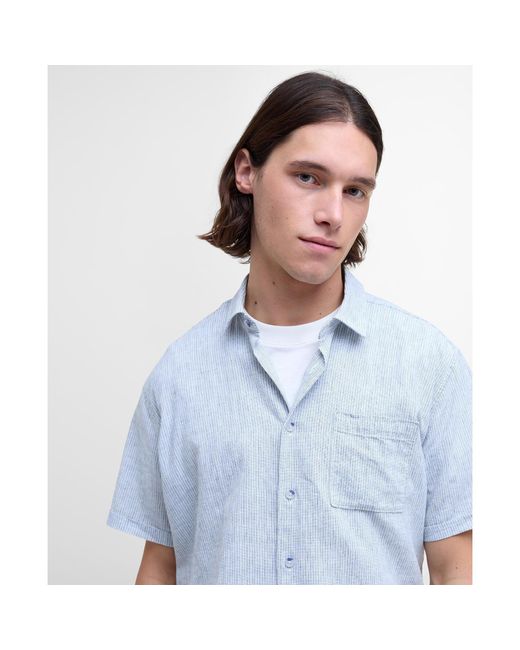 Barbour Blue Tindale Striped Short Sleeve Shirt for men