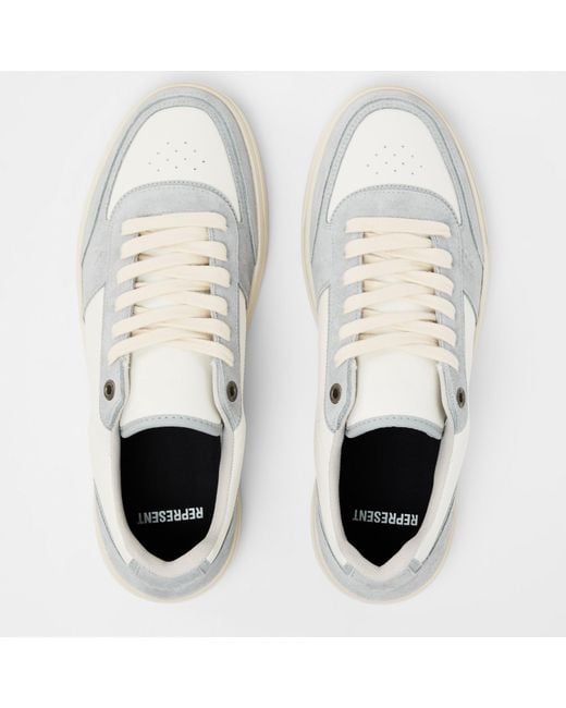Represent White Initial Leather Lace Up Low-Top Trainers for men
