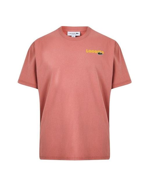 Lacoste Pink Washed Effect Ombré Print T-shirt for men