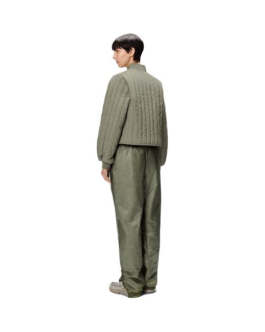Rains Green Banja Liner Bomber Water Resistant Cropped Quilted Jacket