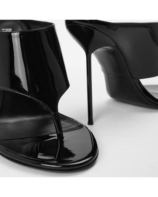 Paris Texas Black Lidia Thong Heeled Mules