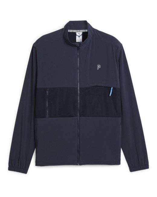PUMA Blue Jacquard Polo Performance Golf Jacket for men