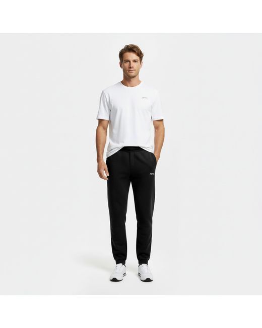 Slazenger 1881 Black Cuffed Fleece Jogging Bottoms for men