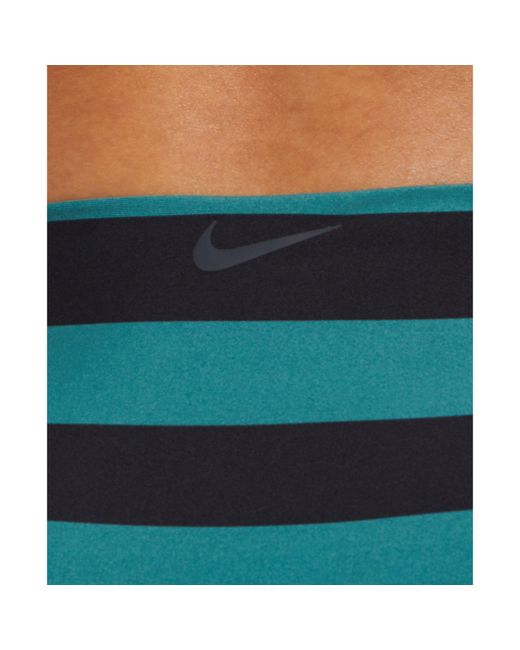 Nike Blue Statement Stripe Mid Waist Bikini Bottom