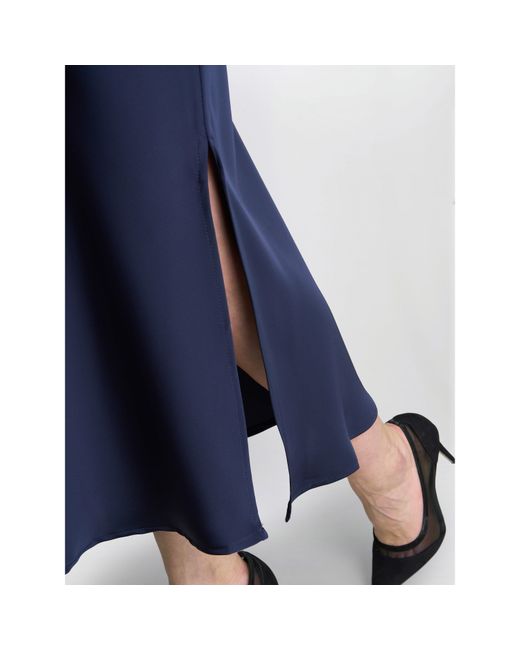 Gina Bacconi Blue Bobbi Satin Bias Cut Skirt