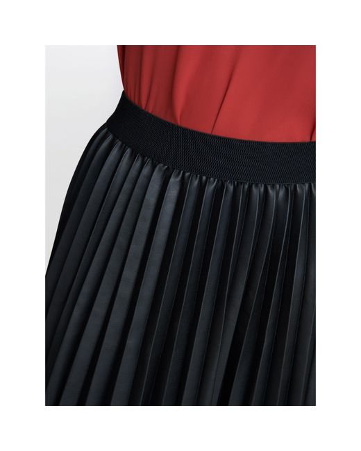 Gina Bacconi Blue Tatiana Pleated Pu Skirt
