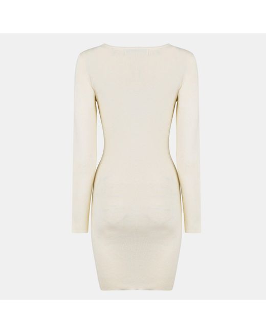 Jack Wills Natural Jw Twist Mini Knitted Jumper Dress
