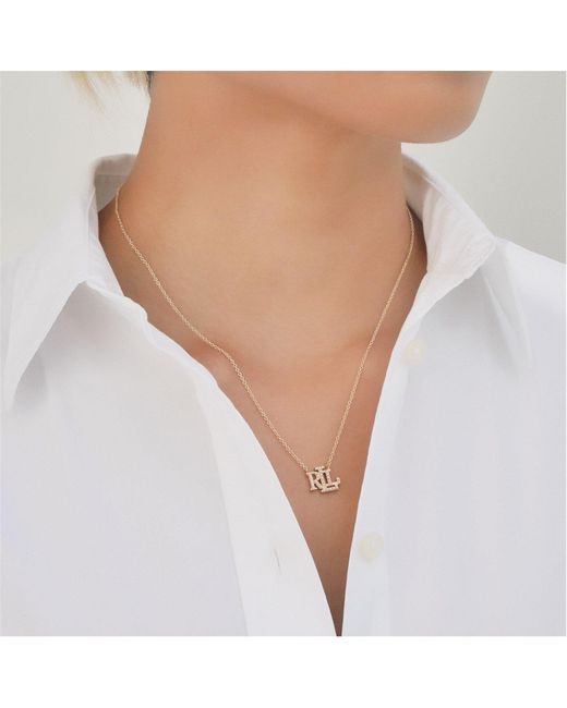 Ralph Lauren Metallic Lauren Ralph Lauren Pearl Logo Necklace