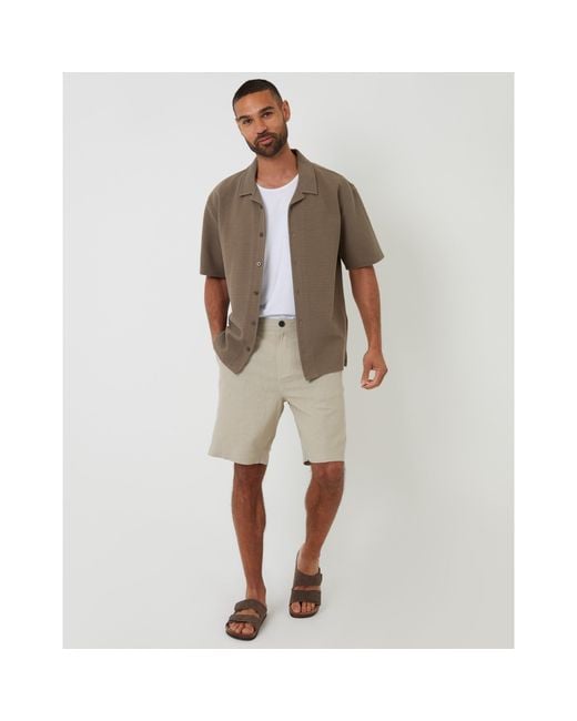 Threadbare Brown Embley Short-Sleeve Patterned Shirt for men