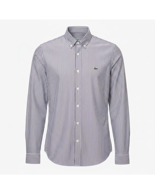 Lacoste Purple Regular-Fit Striped Cotton Shirt for men