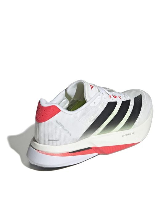 Adidas White Adizero Boston 13 Road Running Shoes
