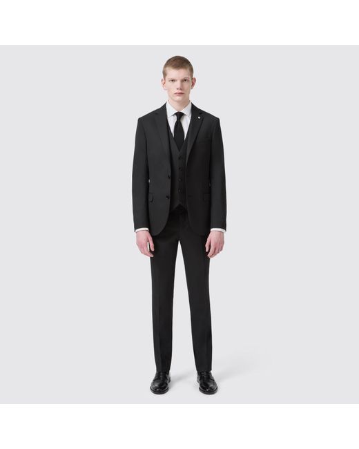 Twisted Tailor Black Ellroy Slim Fit Trousers for men