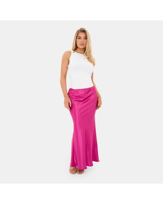 I Saw It First Pink Satin Bias Cut Maxi Skirt