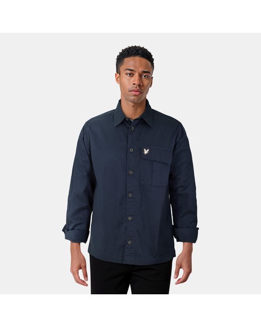 Lyle & Scott Blue Brushed Button-Through Overshirt for men