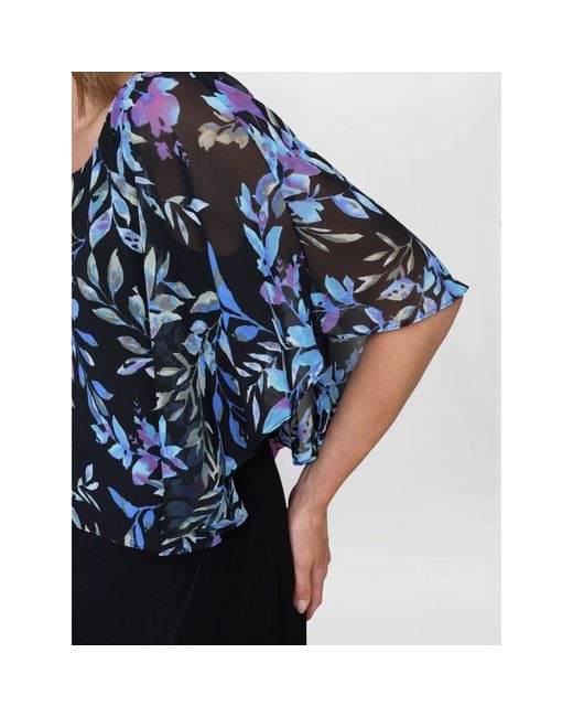 Gina Bacconi Blue Jenny Floral Chiffon Overlay Dress
