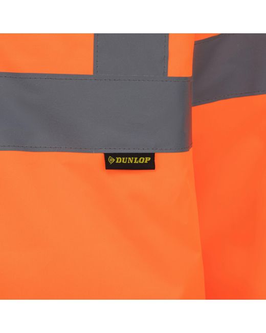 Dunlop Orange Waterproof Wind Resistant Reflective Long Sleeve Hi-Vis Jacket for men