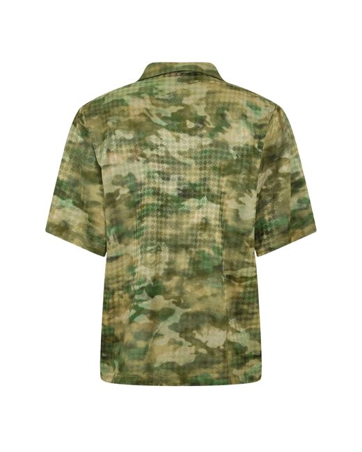 Amiri Green Quad Camoflage Short-Sleeve Woven Camp Shirt for men