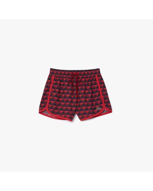 Lacoste Red Graphic Motif Short Draped Shorts