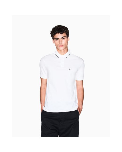ARMANI EXCHANGE White Short Sleeve Polo Shirts for men