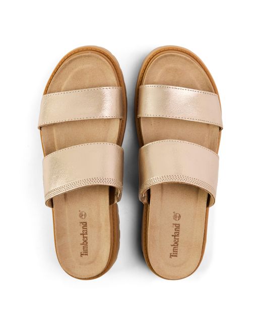 Timberland Natural Clairemont Way Metallic Slide Sandals