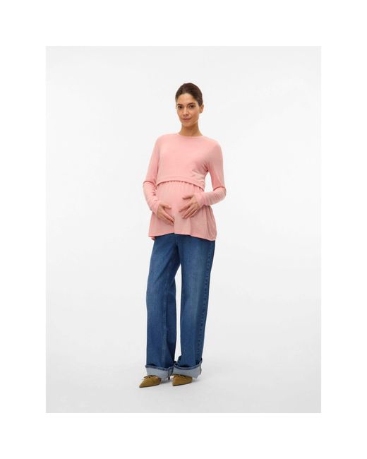 Mama.licious Pink Mama Mlanabella Puff Sleeve Top