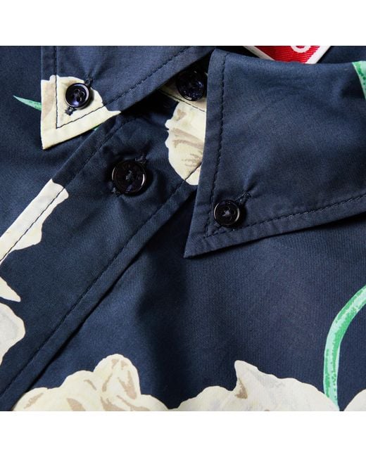KENZO Blue Long Sleeve Patterned Shirt for men