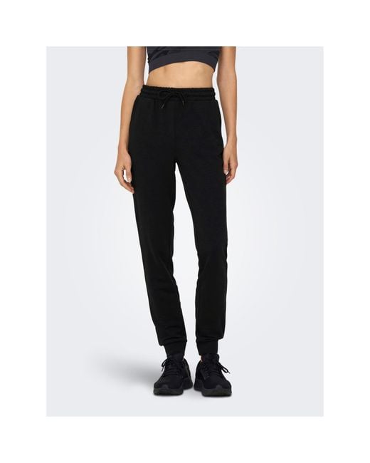 Only Play Black Mid-Waist Closed Hem Jersey Joggers